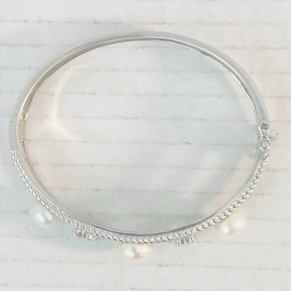 Vintage Sterling Silver Floral Pearl Bracelet –Stamped H 925 China - Picture 5 of 10